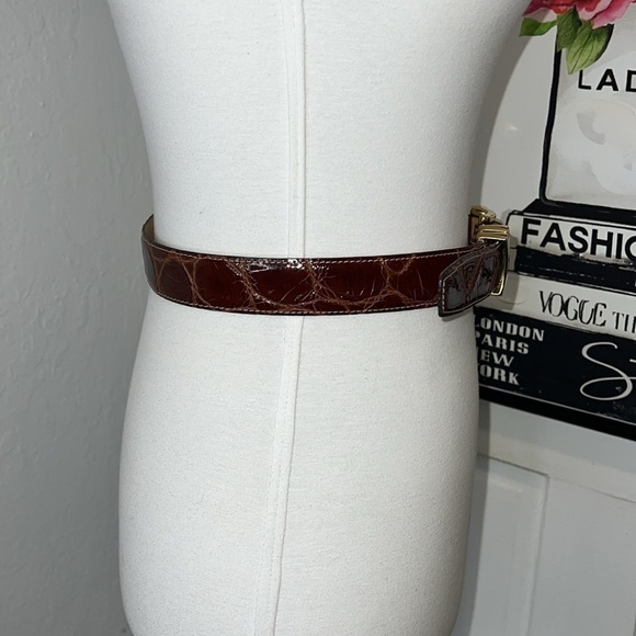 WCM Brown Leather Reptile Print Belt Size S - Picture 2 of 7